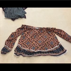 Abercrombie orange off the shoulder top